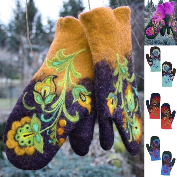 five fingers gloves women winter faux cashmere thicken warm full finger ethnic vintage colorful floral embroidered outdoor windproof thermal, Blue;gray
five fingers gloves women winter faux cashmere thicken warm full finger ethnic vintage colorful floral embroidered outdoor windproof thermal, Blue;gray