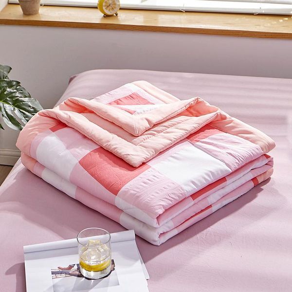 comforters & sets 2021 real summer washed cotton quilt soft breathable cover blanket light thin stripe printed comforter bed textiles home l