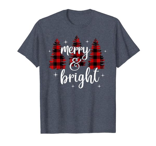 merry and bright, matching family gifts, xmas trees t-shirt, White;black