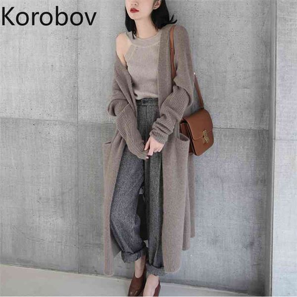korobov autumn new women long solid cardigan korean oversize sweaters female knitted sweater pockets sueter mujer 78418 210430, White
korobov autumn new women long solid cardigan korean oversize sweaters female knitted sweater pockets sueter mujer 78418 210430, White