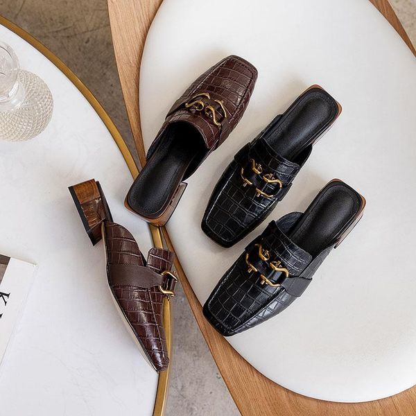 sandals genuine cow leather muller slippers comfortable and convenient women's shoes heels women mueller, Black
sandals genuine cow leather muller slippers comfortable and convenient women's shoes heels women mueller, Black