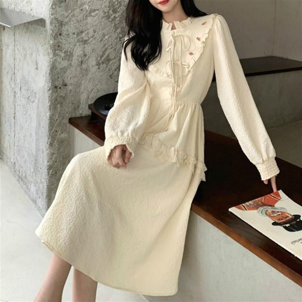 casual dresses retro dress women fairy long sleeve midi ruffles sweet chic lace-up vintage korean 2021 women's autumn, Black;gray
casual dresses retro dress women fairy long sleeve midi ruffles sweet chic lace-up vintage korean 2021 women's autumn, Black;gray