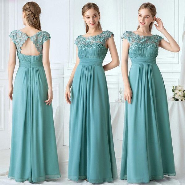 bridesmaid dress elegant lace dresses open back ruched bust cap sleeve long chiffon wedding party plus size maid of honor, White;pink
bridesmaid dress elegant lace dresses open back ruched bust cap sleeve long chiffon wedding party plus size maid of honor, White;pink