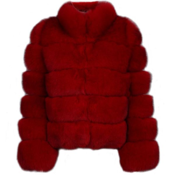 real fur jacket ladies natural long sleeve stand collar women's & faux, Black