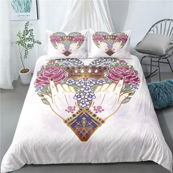 bedding sets 3d printing cartoon set love hand duvet cover 2/3 pcs bed quilt boy and girl pillowcase