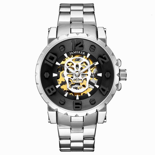 jameker gentlemen watches skull design waterproof steampunk automatic mechanical men military rustless steel band, Slivery;brown
jameker gentlemen watches skull design waterproof steampunk automatic mechanical men military rustless steel band, Slivery;brown