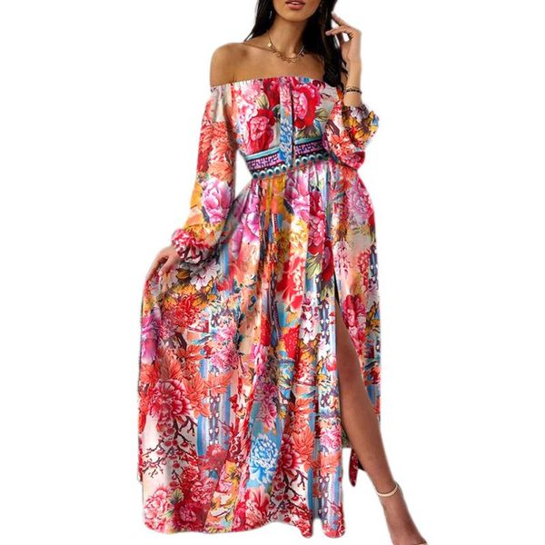 women floral printd maxi dress ladies off shoulder long sleeve high waist front split spring autumn party casual dresses, Black;gray
women floral printd maxi dress ladies off shoulder long sleeve high waist front split spring autumn party casual dresses, Black;gray