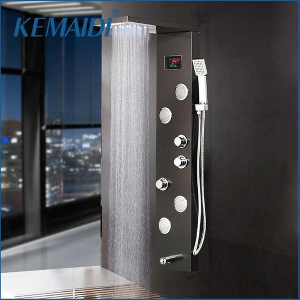 12 choice black shower column faucet bath temperature digital display led panel body massage system jets bathroom sets
12 choice black shower column faucet bath temperature digital display led panel body massage system jets bathroom sets