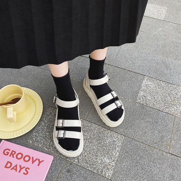 sandals shoes woman female students korean version of wild 2021 summer retro flat roman style buckle thick bottom, Black
sandals shoes woman female students korean version of wild 2021 summer retro flat roman style buckle thick bottom, Black