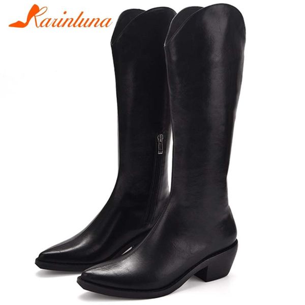 boots karin brand design female fashion elegant concise pointed toe chunky heels zipper women mid calf shoes, Black
boots karin brand design female fashion elegant concise pointed toe chunky heels zipper women mid calf shoes, Black