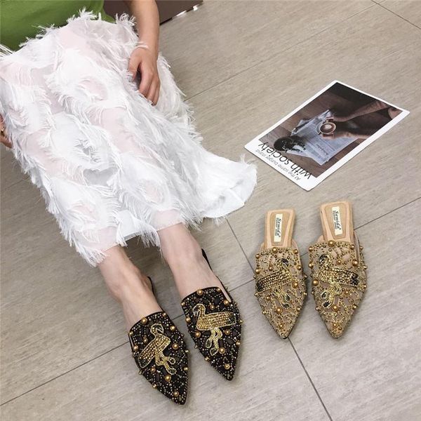 slippers women summer fashion crystal pointed toe half support shoes diamond trend muller net red ladies sandals, Black
slippers women summer fashion crystal pointed toe half support shoes diamond trend muller net red ladies sandals, Black