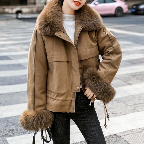 women's wool & blends korean fur collar coat winter jacket women warm thick woolen short, Black
women's wool & blends korean fur collar coat winter jacket women warm thick woolen short, Black