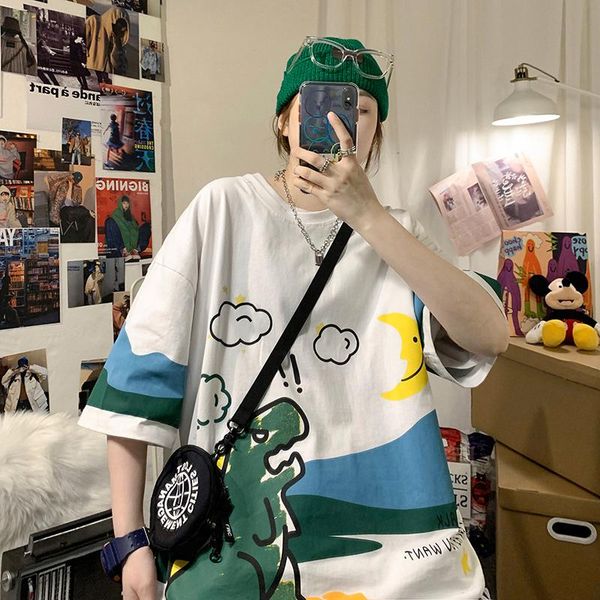 cartoon print short sleeve t-shirt female 2021 summer bf women loose oversized tees harajuku women's, White
cartoon print short sleeve t-shirt female 2021 summer bf women loose oversized tees harajuku women's, White