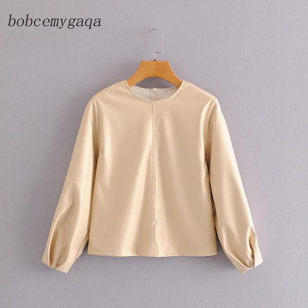 women's blouses & shirts streetwear pu leather blouse women high waist autumn winter ladies solid o neck casual long sleeve, White
women's blouses & shirts streetwear pu leather blouse women high waist autumn winter ladies solid o neck casual long sleeve, White