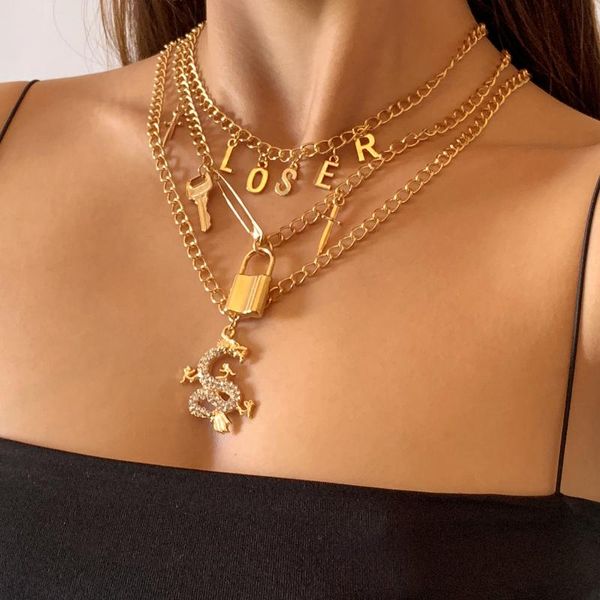 chokers punk gothic crystal dragon padlock pendant necklaces for women men gold color jewellery multilayer mascot lucky symbol gifts, Golden;silver
chokers punk gothic crystal dragon padlock pendant necklaces for women men gold color jewellery multilayer mascot lucky symbol gifts, Golden;silver