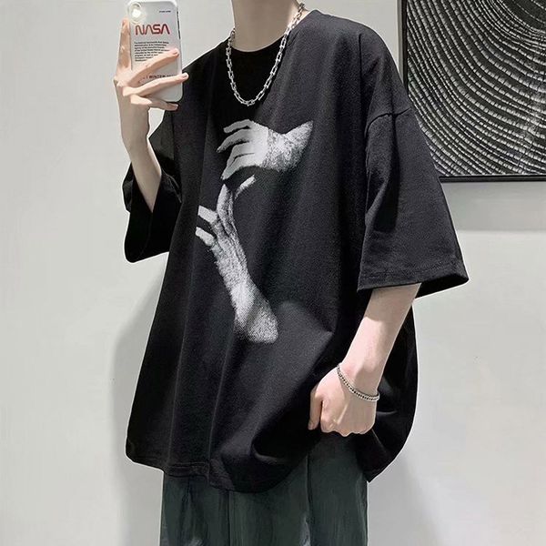 men fashion t-shirts summer printing tees mens short sleeve crew neck loose tshirts hip hop style streetwear, White;black
men fashion t-shirts summer printing tees mens short sleeve crew neck loose tshirts hip hop style streetwear, White;black