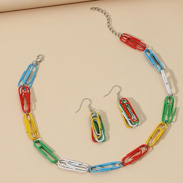 earrings & necklace drop paper clip chain colorful for women punk earring set party jewelry gift, Silver
earrings & necklace drop paper clip chain colorful for women punk earring set party jewelry gift, Silver