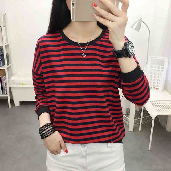 women's t-shirt striped woman tshirts long sleeve women plus size t casual cotton tee femme loose t-shirt mujer camisetas lqa, White
women's t-shirt striped woman tshirts long sleeve women plus size t casual cotton tee femme loose t-shirt mujer camisetas lqa, White