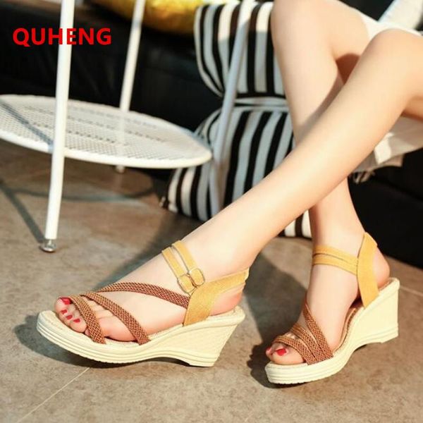 women casual sandals ladies outdoor open toe platform wedge heel woman fabric weave female slippers a134, Black
women casual sandals ladies outdoor open toe platform wedge heel woman fabric weave female slippers a134, Black