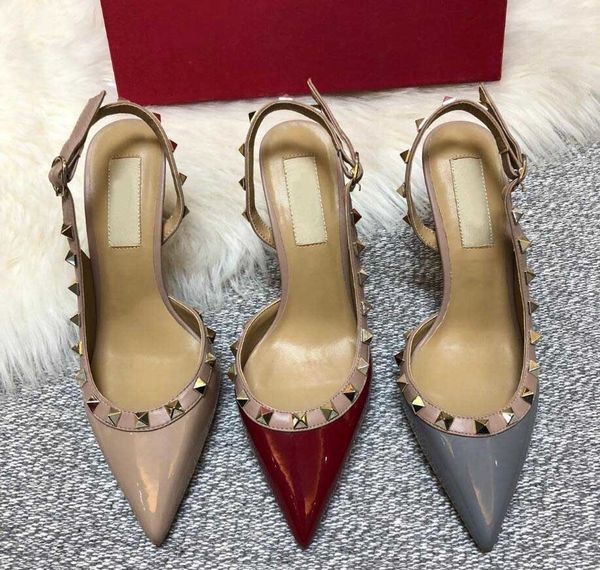 sandals classics women brand high heels shoes rivets sandals patent leather pointed toe big size 34-43, Black
sandals classics women brand high heels shoes rivets sandals patent leather pointed toe big size 34-43, Black