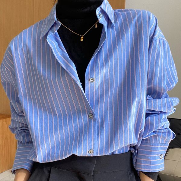 spring women office lady blouse single breasted turn-down collar long-sleeved panelled blue striped shirt 8y689 210510, White
spring women office lady blouse single breasted turn-down collar long-sleeved panelled blue striped shirt 8y689 210510, White