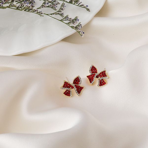festive earrings korean fashion red diamond studded bow simple temperament sweet wind small earrings female, Golden
festive earrings korean fashion red diamond studded bow simple temperament sweet wind small earrings female, Golden