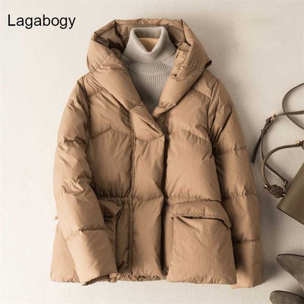 lagabogy winter style loose warm 90% white duck down jacket female hooded windproof short parkas soild color outwear 211008, Black
lagabogy winter style loose warm 90% white duck down jacket female hooded windproof short parkas soild color outwear 211008, Black