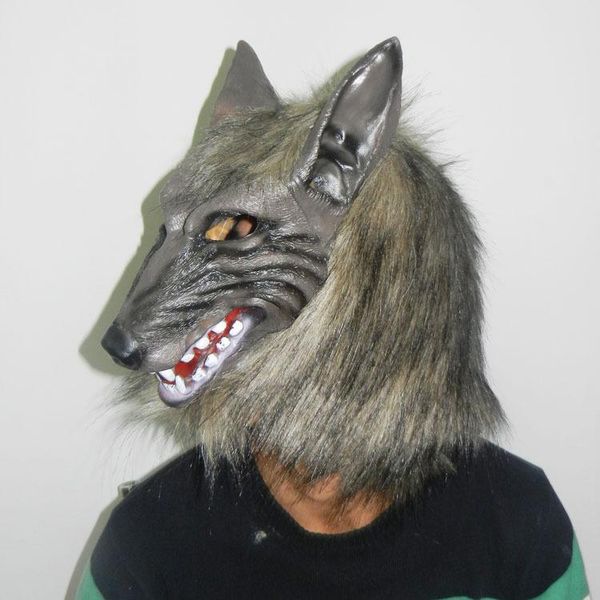 party masks halloween grey wolf head mask animal latex of fear christmas wholesale promotional props bar