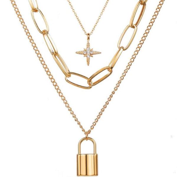 chokers trendy multilayer lock star necklace fashion joker long irregular geometric womwen jewelry gifts choker chain, Golden;silver
chokers trendy multilayer lock star necklace fashion joker long irregular geometric womwen jewelry gifts choker chain, Golden;silver