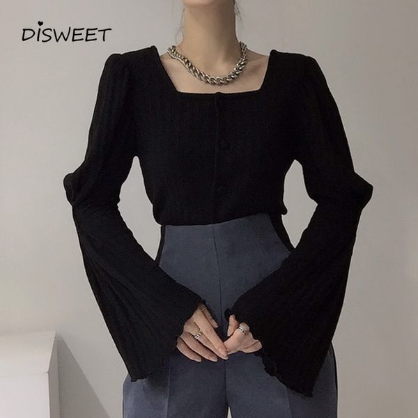 knits square collar solid knitted woman korean loose flared sleeve cardigan women simple slim single breasted women's sweater, White
knits square collar solid knitted woman korean loose flared sleeve cardigan women simple slim single breasted women's sweater, White