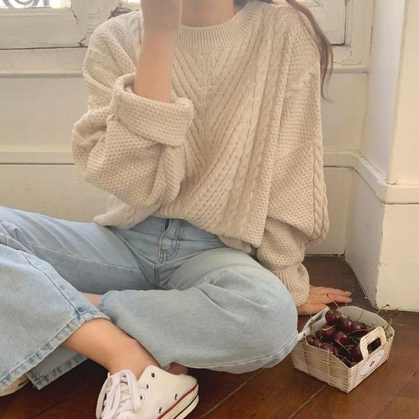 women's sweaters alien kitty 2021 autumn ladies sweater o-neck solid color knitted long-sleeved korean style vintage loose all-match pu, White;black
women's sweaters alien kitty 2021 autumn ladies sweater o-neck solid color knitted long-sleeved korean style vintage loose all-match pu, White;black