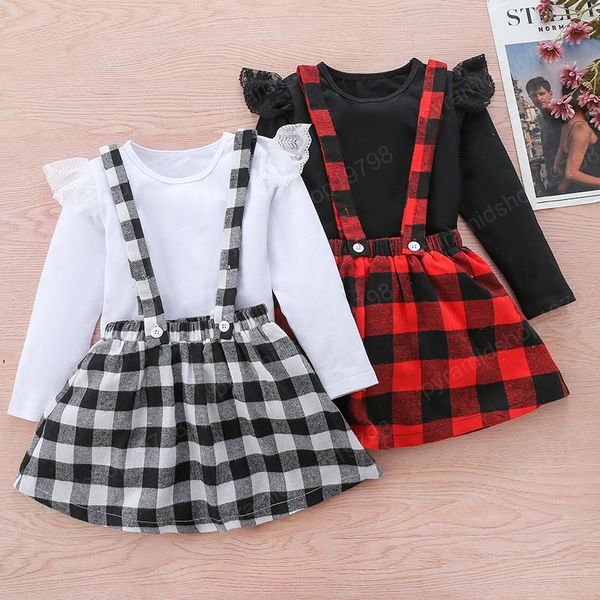 kids clothing sets girls lattice outfits children lace flying sleeve +plaid strap dress 2pcs/set spring autumn boutique baby clothes, White
kids clothing sets girls lattice outfits children lace flying sleeve +plaid strap dress 2pcs/set spring autumn boutique baby clothes, White