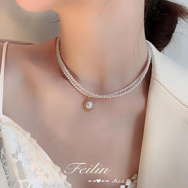pendant necklaces double pearl necklace for women jewelry women's neck chain choker kpop goth vintage fashion accessories, Silver
pendant necklaces double pearl necklace for women jewelry women's neck chain choker kpop goth vintage fashion accessories, Silver
