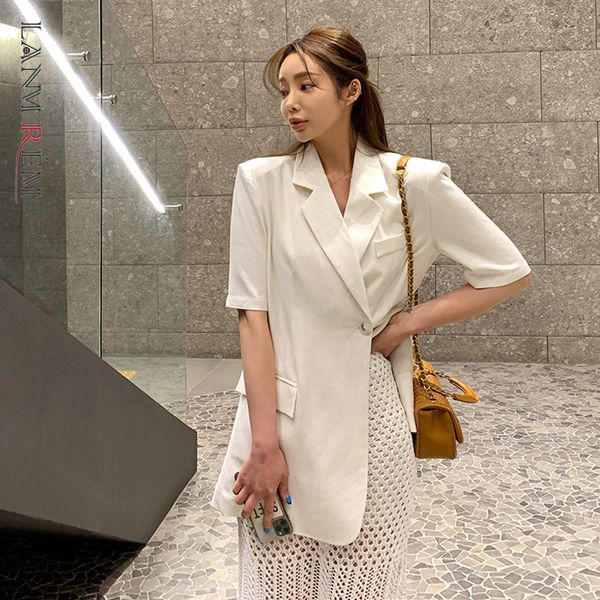 women's white single button blazer lapel short-sleeved loose-fitting jacket fashion trendy summer 2e1211 210507, White;black
women's white single button blazer lapel short-sleeved loose-fitting jacket fashion trendy summer 2e1211 210507, White;black