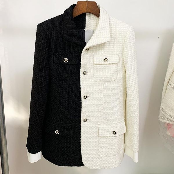 women's wool & blends runways spring autumn tweed coat fashion black/white patchwork blazer jackets a105
women's wool & blends runways spring autumn tweed coat fashion black/white patchwork blazer jackets a105