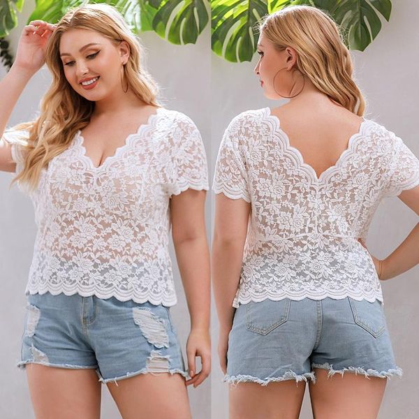 women's t-shirt large size lace t shirt casual tshirt v neck short sleeve loose sweet summer shirts, White
women's t-shirt large size lace t shirt casual tshirt v neck short sleeve loose sweet summer shirts, White