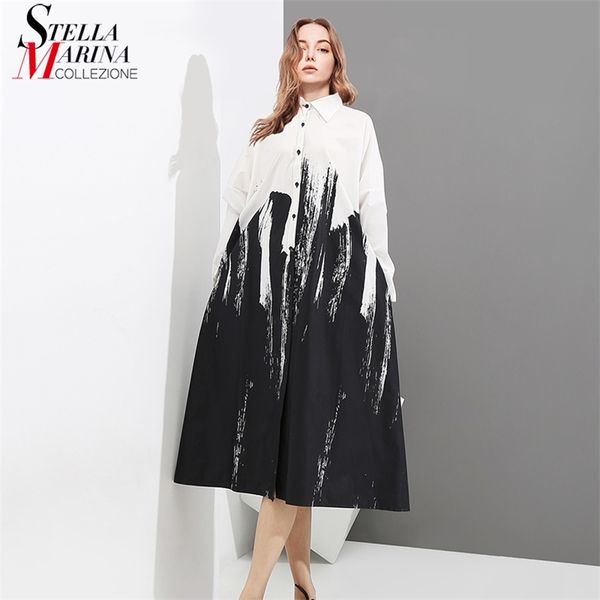 painting style woman summer long sleeve black and white printed shirt dress tie dye plus size midi casual robe femme 3400 210623, Black;gray
painting style woman summer long sleeve black and white printed shirt dress tie dye plus size midi casual robe femme 3400 210623, Black;gray