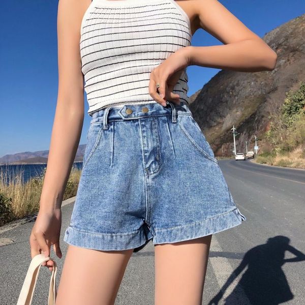 women's jeans virite rolled hem women short wide leg casual high waist jean female summer shorts, Blue
women's jeans virite rolled hem women short wide leg casual high waist jean female summer shorts, Blue