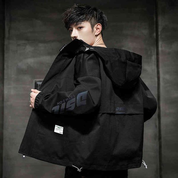 men's hooded casual bomber et, reflective, street cloth, spring and autumn, 2021, Black;brown
men's hooded casual bomber et, reflective, street cloth, spring and autumn, 2021, Black;brown