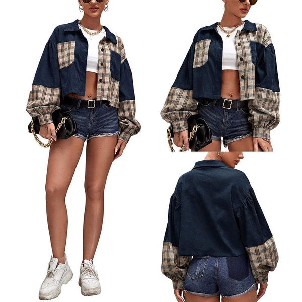 women's jackets women autumn jacket loose corduroy coat,2021 fashion casual long sleeve button down plaid print patchwork streetwear, Black;brown
women's jackets women autumn jacket loose corduroy coat,2021 fashion casual long sleeve button down plaid print patchwork streetwear, Black;brown