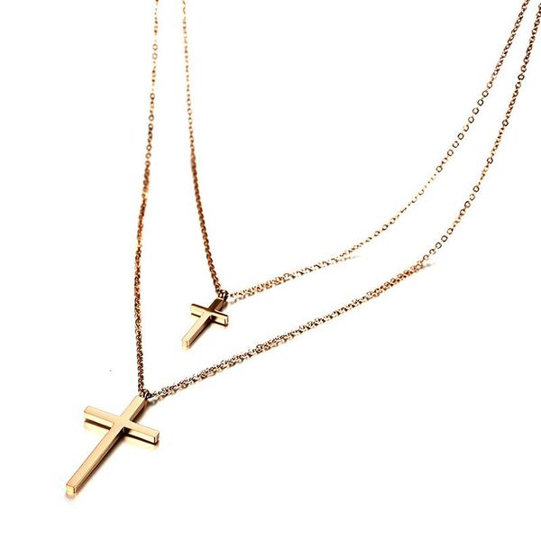 pendant necklaces 2021 stainless steel christ cross for women double chain chokers rose gold color jewelry accessories, Silver
pendant necklaces 2021 stainless steel christ cross for women double chain chokers rose gold color jewelry accessories, Silver
