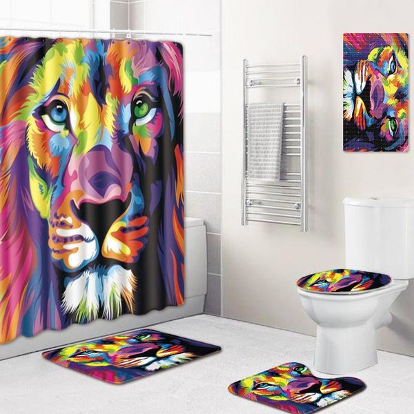 bath mats 5pcs bathroom set colorful painting animals shower curtain waterproof+bath rug non slip+shower mat suction+toilet seat cover
bath mats 5pcs bathroom set colorful painting animals shower curtain waterproof+bath rug non slip+shower mat suction+toilet seat cover