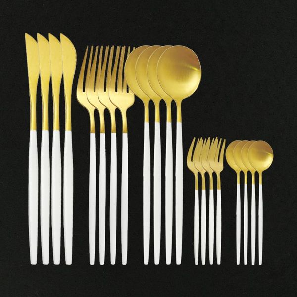 matte 20pcs gold dinnerware cutlery set stainless steel tableware knife cake fork spoon flatware dishwasher safe sets
matte 20pcs gold dinnerware cutlery set stainless steel tableware knife cake fork spoon flatware dishwasher safe sets