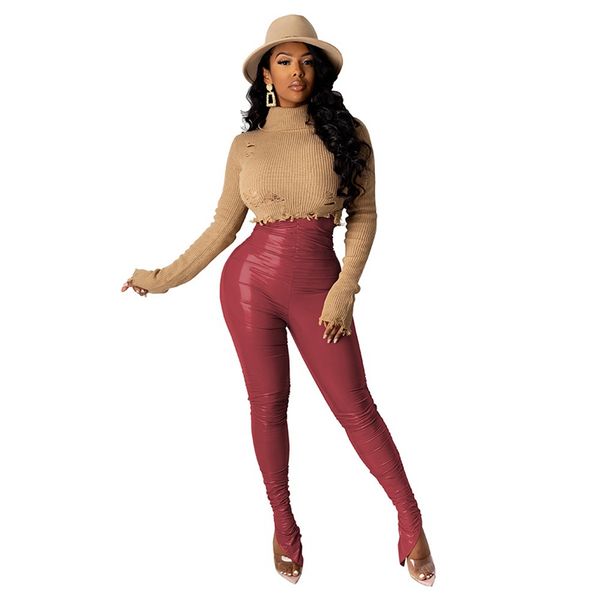 faux leather pants women high waist black pu leather stacked pants fall korean style streetwear split bottom ruched pencil pants, Black;white
faux leather pants women high waist black pu leather stacked pants fall korean style streetwear split bottom ruched pencil pants, Black;white