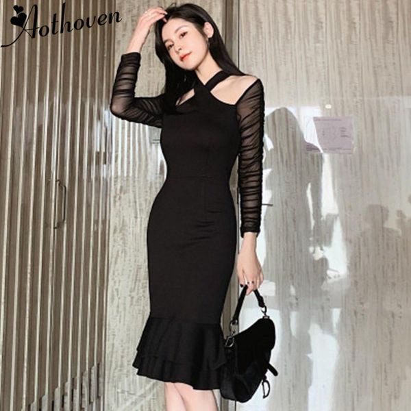 casual dresses 2021 spring wrap mermaid dress women black halter long sleeve mesh patchwork elegant party bodycon bandage vestido, Black;gray
casual dresses 2021 spring wrap mermaid dress women black halter long sleeve mesh patchwork elegant party bodycon bandage vestido, Black;gray