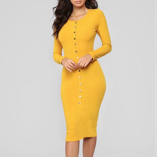 casual dresses women dress solid yellow midi with button o-neck long sleeve bodycon party female black/red vestidos, Black;gray
casual dresses women dress solid yellow midi with button o-neck long sleeve bodycon party female black/red vestidos, Black;gray