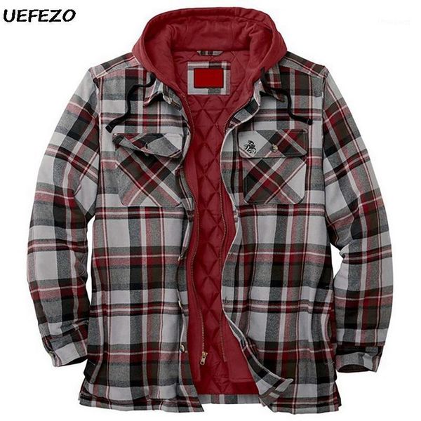 men's jackets uefezo jacket plaid slim autumn fashion hooded zipper long sleeve basic casual male outerwear coat winter 2021, Black;brown
men's jackets uefezo jacket plaid slim autumn fashion hooded zipper long sleeve basic casual male outerwear coat winter 2021, Black;brown