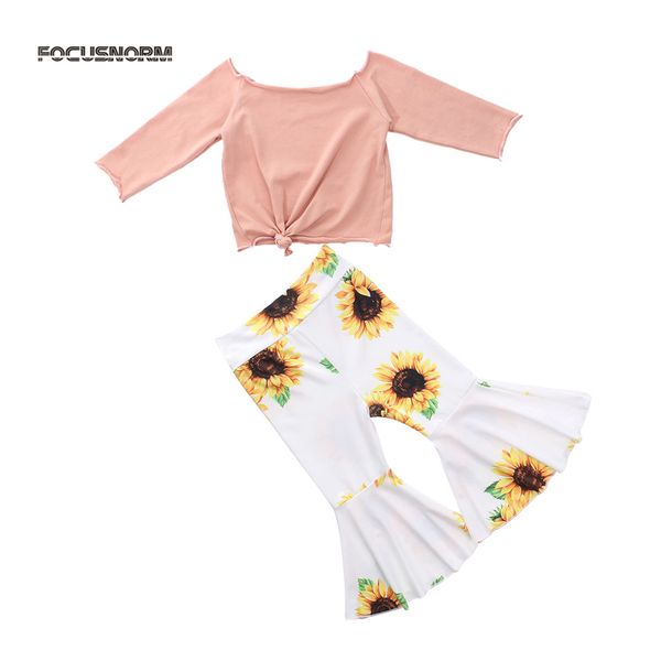 0-5y autumn kids girls clothes sets off shoulder long sleeve solid floral flare pants, White
0-5y autumn kids girls clothes sets off shoulder long sleeve solid floral flare pants, White