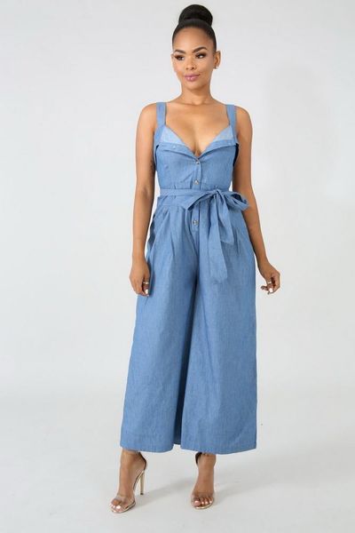 gym clothing okayoasis 2021 summer women denim jeans jumpsuits slash neck wide legs ankle lengths pants rompers with sashes, White;black
gym clothing okayoasis 2021 summer women denim jeans jumpsuits slash neck wide legs ankle lengths pants rompers with sashes, White;black
