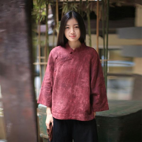 women's blouses & shirts origoods chinese style tie dye blouse shirt original design vintage cotton linen 2021 women and c164, White
women's blouses & shirts origoods chinese style tie dye blouse shirt original design vintage cotton linen 2021 women and c164, White